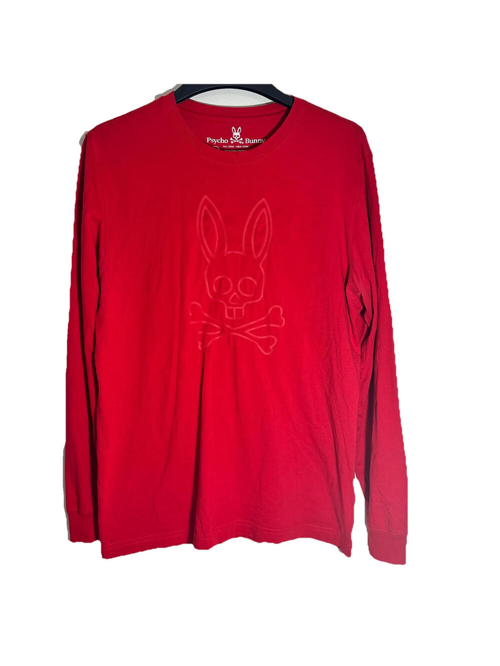 Psycho Bunny Men’s unisex Long Sleeve Graphic T Shirt Size 6 Large Red EUC